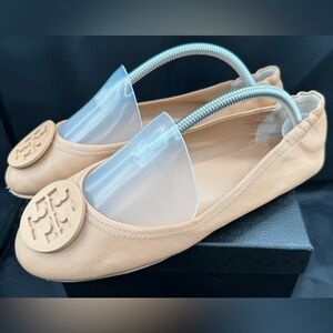 Tory Burch Beige Minnie Travel Ballet Flats Size 41  9